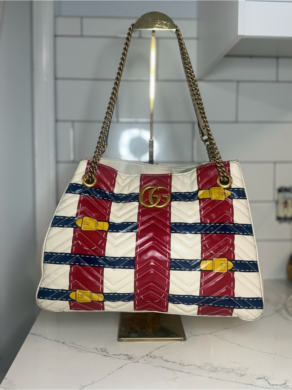 Authentic RARE Gucci GG Trompe L'Oeil Marmont Flap Bag with COA